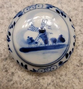 Delft Trinket Box made in Holland blue and white with lid  windmill NWT - Picture 1 of 5