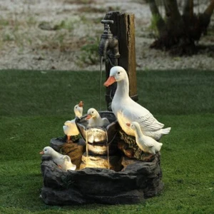 Tier Wasserhahn Pool Ente Eichhörnchen Solar Figur Garten Hof Harz Statue - Bild 1 von 9