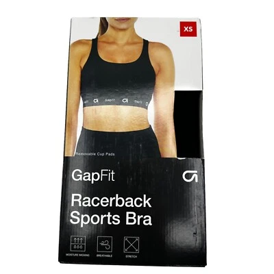 Sujetador deportivo GAP Fit para mujer talla XS negro elástico en 4 direcciones que absorbe la humedad espalda deportiva Foto 1 de 3