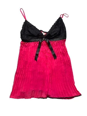 Cacique Nightgown Womens 18/20 Black Pink Lingerie Nylon Spandex Babydoll Lace - Image 1 of 4