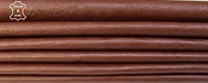 REDDISH BROWN PATENT COATED CRINKLE Thick Goat leather 3 skins 20sqf 1.4mm B9560 - Picture 1 of 7