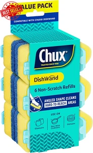Dishwand Sponge Scourer Refills, Non-Scratch and Angled, 6 Count - Picture 1 of 8