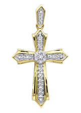 0.52ct Natural Round Diamond 14k Solid Yellow Gold Wedding Cross Pendant
