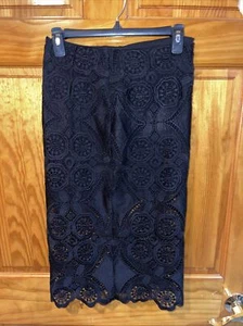 Women's Abercrombie & Fitch Floral Eyelet Skirt, Size 0 - Black 27” Length - Picture 1 of 3