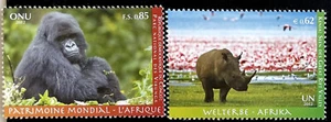 Africa Animals Rhino Monkey Mint Never Hinged Stamps United Nations Geneva Vienn - Picture 1 of 1
