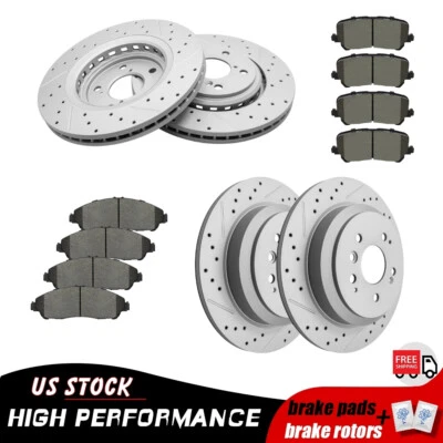 Rotores de freno de disco delanteros traseros + pastillas de cerámica para Honda Pilot Ridgeline 2016-2022 Foto 1 de 4