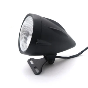 Faro retro bala negro para motocicleta para Honda Suzuki Yamaha Kawasaki personalizado - Imagen 1 de 8