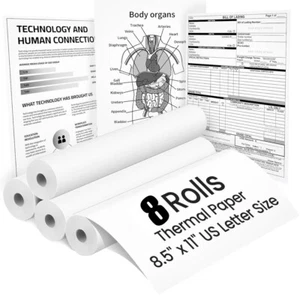 8 Rolls A4 Thermal Printer Paper 8.5x11" for M08F M832 M834 Portable Printer US - Picture 1 of 11