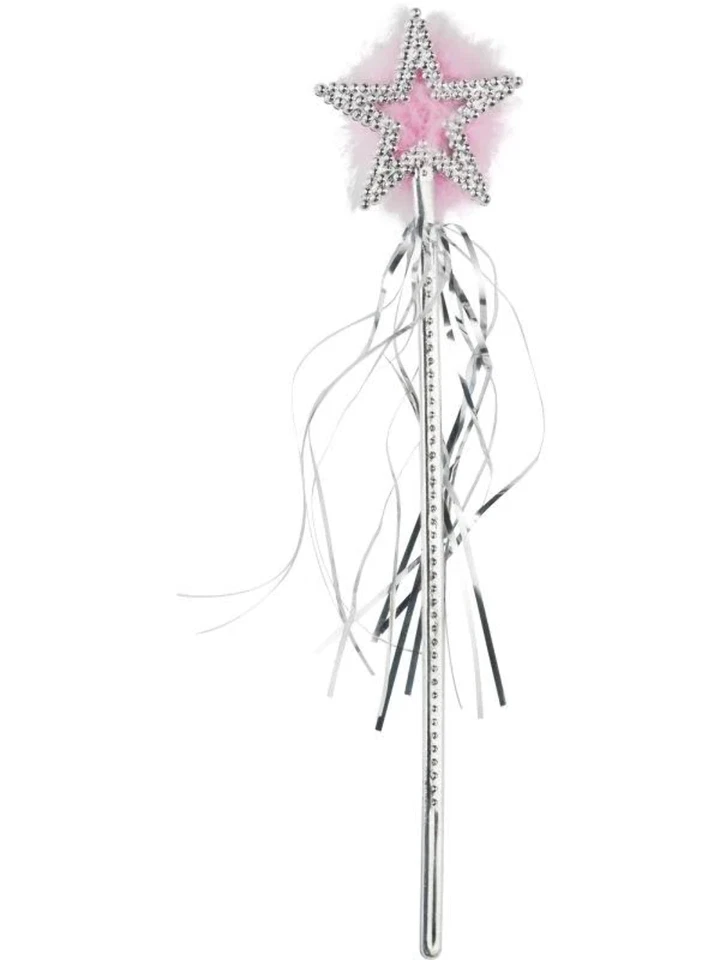 Girls Fairy Wand Fairytale Kids Fancy Dress Wand With Feathers & Tinsel - Image 1 of 1