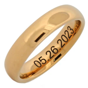 Custom Engraved Gold Plated Tungsten Carbide Classic Half Dome Wedding Band - Picture 1 of 19
