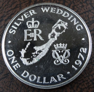 1972 Bermuda Proof Dollar Silver Wedding Commemorative $1 KM #22a .925 Fine