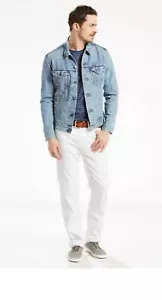 New Levi's Mens 514 0459 White Wash Painter Straight Stretch Denim Jeans 29 x 30 - Picture 1 of 3