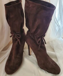Kate Spade NY Suede Slouchy Booties Size 8 made in Italy High Heel Brown Boots - Picture 1 of 8