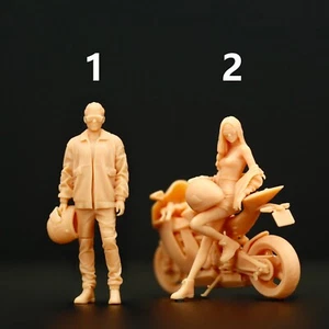 1:64 1:43 Motorcycle Couple Miniature Figure Model Scene Props For Cars Vehicles - Picture 1 of 9
