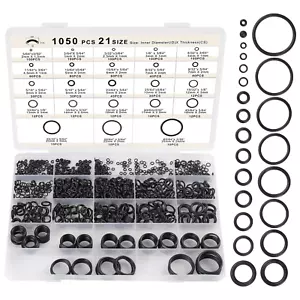 Kit de juntas tóricas 1050 piezas Kit de surtido de anillos tóricos tamaño 21, juntas tóricas métricas de goma de nitrilo - Imagen 1 de 11