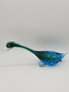 Murano Venetian Art Glass Green Blue Duck Figurine 12" - Picture 1 of 8