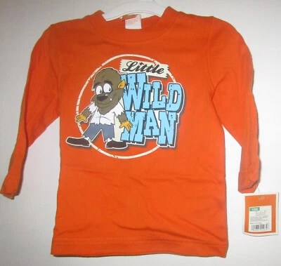 NUEVO CON ETIQUETAS Halloween Little Wild Man Hombre Lobo Naranja Manga Larga Camiseta 18 Meses Foto 1 de 2