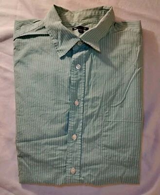 Camisa de vestir ajustada de algodón ligero a rayas blancas verde azulado GAP para hombre XXL NUEVA SIN ETIQUETAS Foto 1 de 4