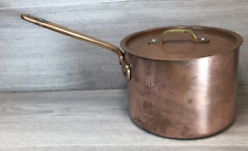 antique  pages london Copper Cooking Pot with lid brass handle heavy 2.5 kg