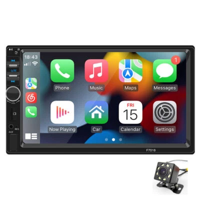 Car Stereo Touch Screen Radio For Carplay Bluetooth 2 DIN Android Player W/Cam - Image 1 of 4