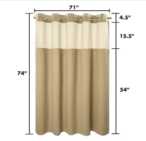 Hotel Style Shower Curtain Waffle FABRIC Mesh Window Snap-On Liner 71x74 Tan NOS - Picture 1 of 9