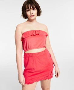 MSRP $30 Bar III Womens French Terry Ruffled Crop Tube Top Red Size 2XL - Picture 1 of 1