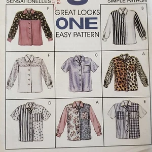 90s McCalls Pattern 7958 Loose Fit Button Up Blouse Top Drop Shoulder 8 10 - Picture 1 of 3