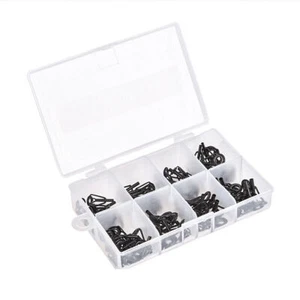 80PCS Ceramic Fishing Rod Guide Tips Top Eye Rings Line Repair Kit 10 Sizes Set - Picture 1 of 6