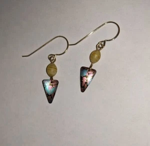 Vintage signierte Holly Yashi Niob und Perlen Dreieck Ohrhänger - Bild 1 von 6