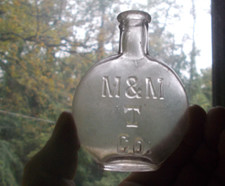 RARE M&M T CO (MERCHANTS & MINERS TRANSPORTATION CO) 1880s MINI WHISKEY FLASK