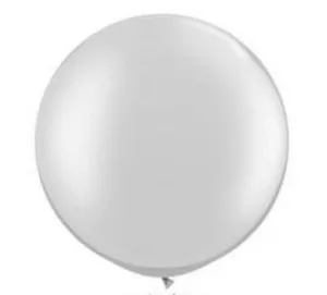 One 36 Inch Giant Round Latex Balloon Metalic Silver (Premium Helium Quality) 1 - Picture 1 of 2