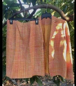 💥Union Tailor Woman Tweet Blazer Rock Anzug Set Pfirsich Orange Hot Pink - Bild 1 von 14