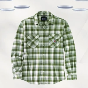 Ex Carhartt Men's Rugged Flex Relaxed Fit Check Shirt in Green - Picture 1 of 3