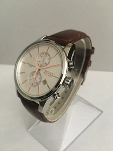 HUGO BOSS 1513280 Men's Jet Chronograph Date Brown Leather Strap - Picture 1 of 6