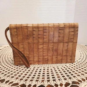 Vintage Geniune Lizard Patchwork Clutch/Wristlet Purse Unique Organizer Bag RARE - Picture 1 of 17