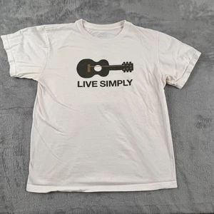 Patagonia Live Simply Guitar Shirt Mens Medium White Organic Cotton Graphic - Picture 1 of 14