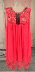 Women Tank top sleeveless red crochet LACE tunic dress Short Summer - Picture 1 of 3