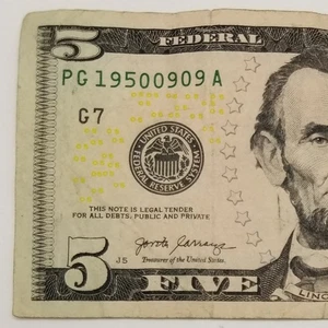 Birthday Note September 9, 1950 Five Dollar Bill PG Serial Number $5 US FRN 2017 - Picture 1 of 9