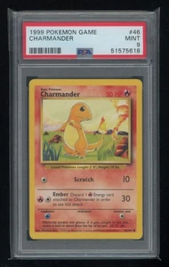 POKEMON Base Set Unlimited CHARMANDER 46/102 Common PSA 9 MINT Vintage WOTC - Picture 1 of 2