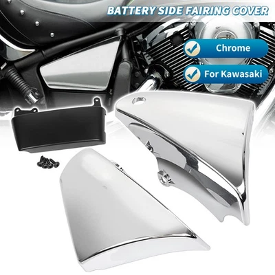 Chrome Battery Side Fairing Covers For Kawasaki Vulcan VN900B VN900D Classic LT Foto 1 de 4