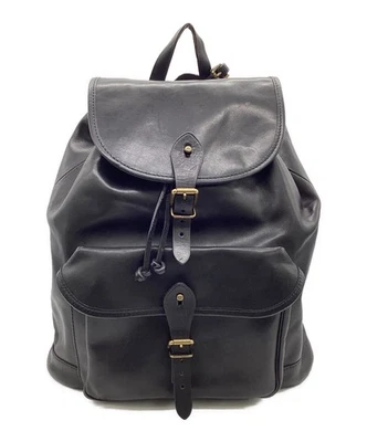 Mochila Polo Ralph Lauren Bolso Todo Cuero Negro Usada Auténtica Rara Foto 1 de 4