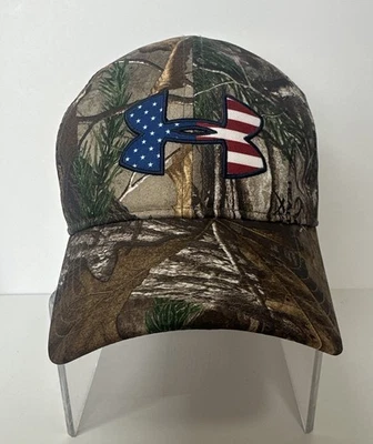 Under Armour USA Big Flag Camo Adjustable Cap Real Tree Edge Hat OSFM - Image 1 of 4