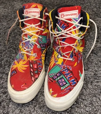 1980’S CONVERSE HIGH-TOP RED TROPICAL  MADE IN THE USA SIZE 8 (READ) - Image 1 of 4