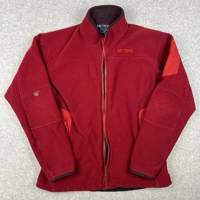 Arcteryx Covert Cardigan Polartec Fleece Jacket Full Zip Medium Mens Red READ - Image 1 of 4