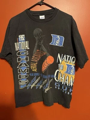 Vintage 1992 Duke Blue Devils Salem Shirt LARGE National Champs Basketball AOP - Image 1 of 4