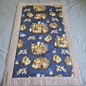 Homemade Nativity Scene Crib Baby Blanket Christmas Holiday 40X25" - Picture 1 of 4