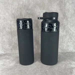 Set di 2 Brumate Rotera 35 oz e 25 oz nero opaco e stampa leopardata con tappo di paglia - Foto 1 di 13