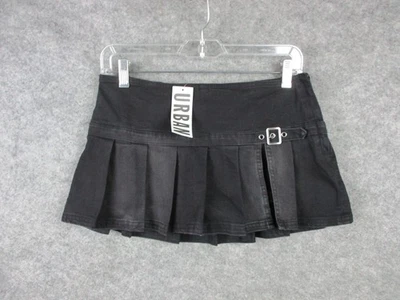 BDG Shaina Falda Mujer Pequeña Negra Tiro Bajo Tripp Plisada Micro Mini Skort Y2k Foto 1 de 4