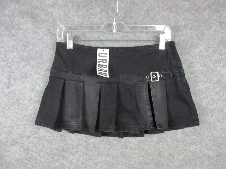 BDG Shaina Falda Mujer Pequeña Negra Tiro Bajo Tripp Plisada Micro Mini Skort Y2k Foto 1 de 4