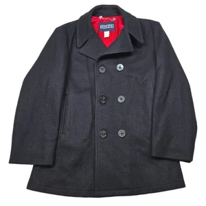 Lands End  Double Breasted Peacoat Mens Medium 40 Navy Blue Wool Made USA VTG - Picture 1 of 13